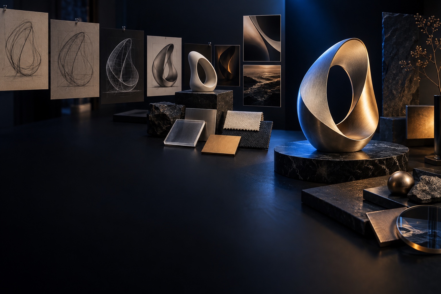 A selected concept refined through progressive iterations and material studies
